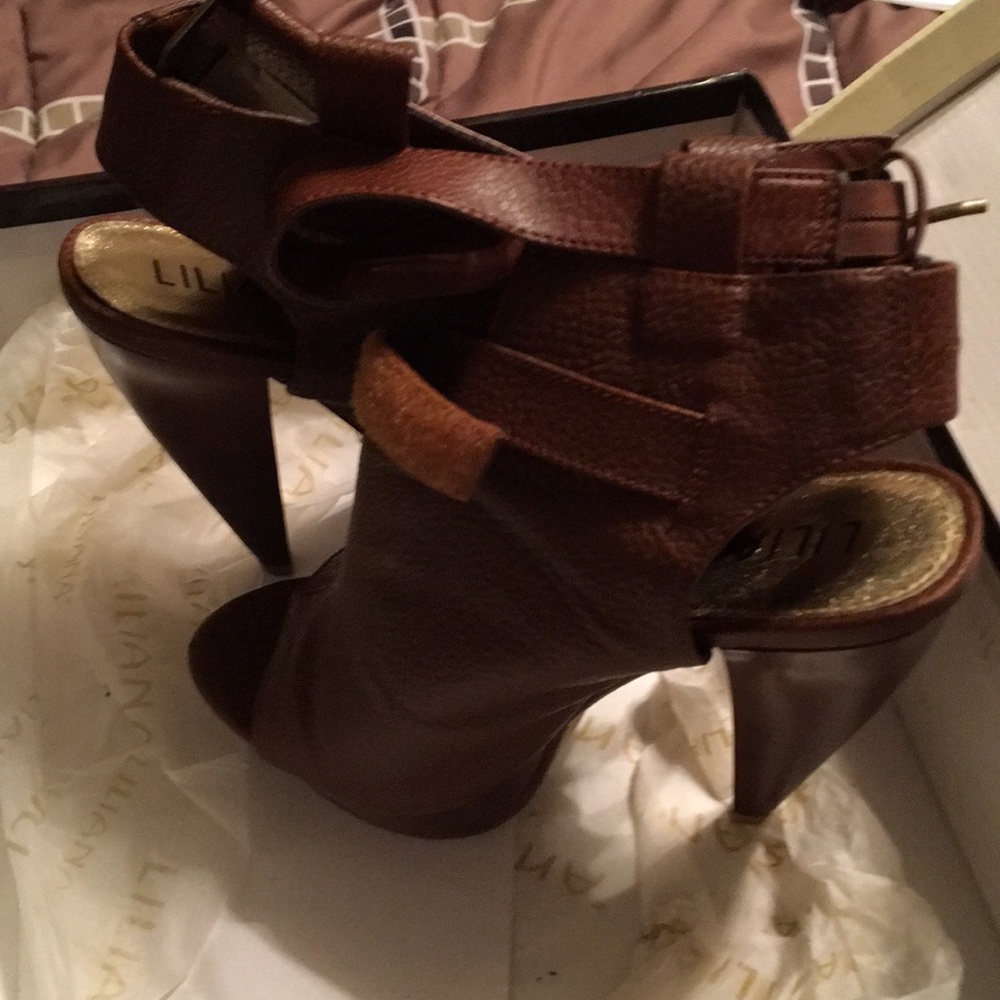 Brown peep heels/ booties